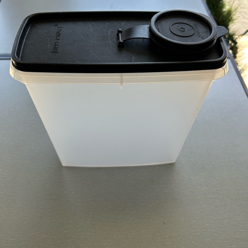 Vintage Tupperware Cereal Storage Container Black Flip Lid
